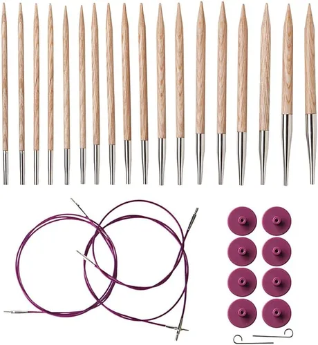 Vista 4 de Knit Picks Opciones Juego de agujas de tejer intercambiables de madera - US 4-11 (Caspian)