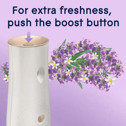 Vista 8 de Glade Repuesto automático en aerosol, ambientador para el hogar y el baño, lavanda y aloe tranquilos, 6.2 onzas