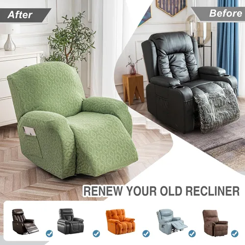 Vista 219 de Gennia Funda Impermeable para Silla Reclinable, Fundas Elásticas para Sofá Reclinable con Bolsillos, Fundas Lavables para Silla Reclinable Lazy Boy