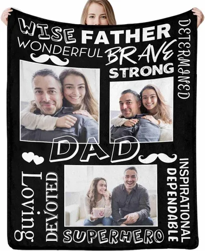 Vista 24 de Artsadd Manta personalizada con foto, mantas personalizadas para papá y abuelo, regalos del Día del Padre, manta conmemorativa para la familia