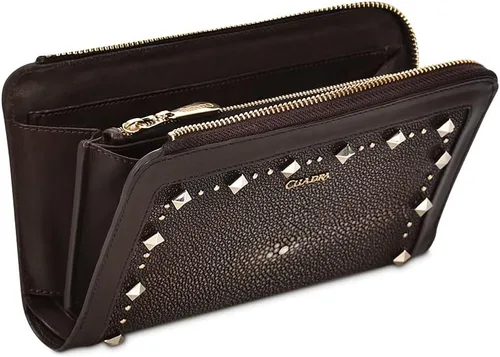 Vista 2 de Cuadra Cartera de mujer en cuero genuino Stingray marrón, BD224MA, Marrón, Moda