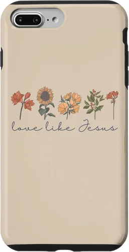 Vista 12 de Love Like Jesus - Carcasa para iPhone 17, diseño de flores y texto bíblico, religioso
