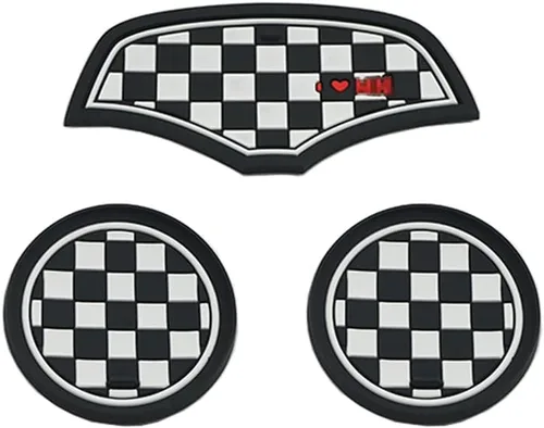 Vista 7 de Mini F55 F56 Posavasos para Coche, Juego de 3 Posavasos Antideslizantes Caja de Almacenamiento Alfombrilla de Silicona Antiimpacto para Portavasos