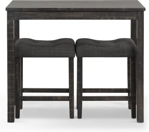 Vista 9 de Sora Wood - Juego de comedor de 3 piezas, altura de mostrador, color gris pardo Topo
