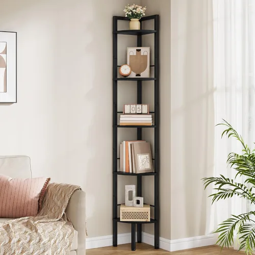 Vista 12 de Tajsoon Corner Shelf Stand 4 Tier 48.5" with Metal Frame, Rustic Brown Marrón rústico