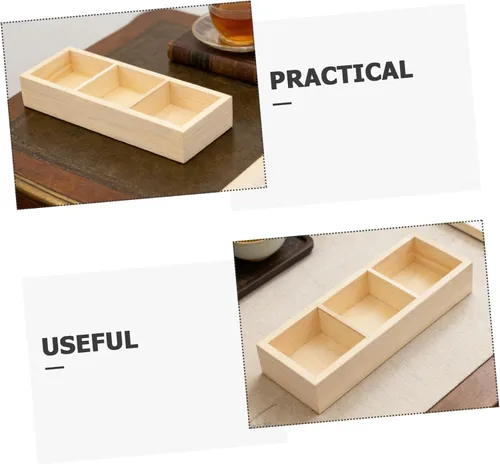Vista 3 de Outanaya Small Wood Tea Box Organizer with 3 Compartments for Countertop