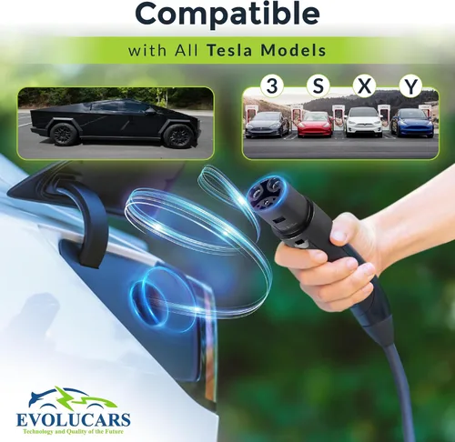 Vista 4 de Adaptador J1772 a Tesla 60A 250V Carga Rápida Certificada Seguridad Testada UL/CE/FCC/RoHS Adaptador de Carga EV Nivel 2 Sin