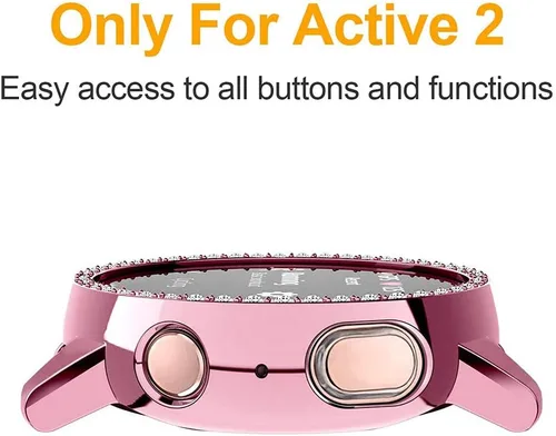 Vista 3 de FitTurn Funda protectora brillante compatible con Samsung Galaxy Watch Active2 de 1.575 pulgadas, 1.732 pulgadas, protector de placa de diamantes