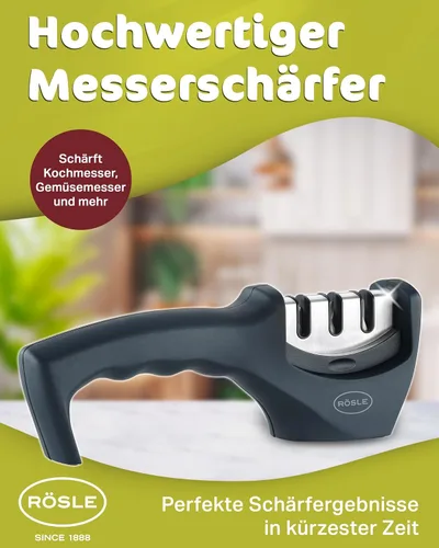 Vista 3 de Rösle Afilador de cuchillos con 3 niveles y agarre ergonómico antideslizante