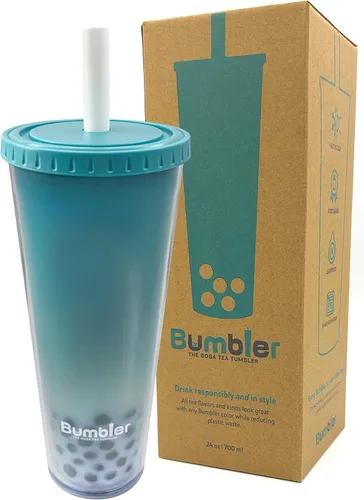 Vista 14 de Bumbler 24 onzas Gran Taza Reutilizable Portátil Ecológica Taza de Beber con Pajita de Punta Suave y Ancha, Tapa Estética a Prueba de Fugas