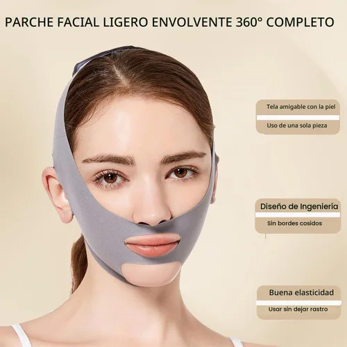 Vista 3 de MASIKA Correa de barbilla para dormir, máscara de línea en V, barbilla de elevación de línea en V, ejercitador de mandíbula, correa facial Gris
