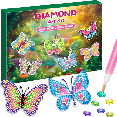 Vista 8 de Labeol Artes y manualidades para niños de 8 a 12 años – Crea tus propios llaveros GEM, arte de diamantes 5D por números, kits de arte GEM para niños