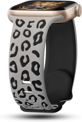 Vista 21 de CreateGreat Correas de leopardo grabadas compatibles con Apple Watch Band de 1.575 in 1.614 in 1.496 in 1.654 in 1.732 in 1.772 in 1.811 in 1.929 in