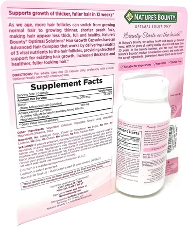 Vista 4 de Suplemento para el crecimiento del cabello Nature's Bounty, 1 por día, clínicamente demostrado para apoyar un cabello más grueso y abundante