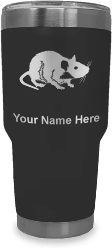 Vista 13 de LaserGram Vaso aislado al vacío de 20 onzas, rata, grabado personalizado incluido (negro)