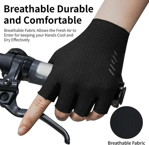 Vista 7 de VXW Guantes de ciclismo para hombres y mujeres, con tiras reflectantes y almohadilla antideslizante que absorbe los golpes para bicicletabicicleta