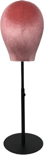 Vista 4 de Cabeza de maniquí femenina de terciopelo con base negra ajustable, para sombrero, peluca, aretes, bufandas, exhibición, sombrero, soporte de peluca