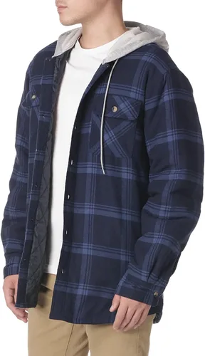 Vista 3 de Wrangler Authentics - Chaqueta estilo camisa, de franela, acolchada, con capucha, para hombre, de manga larga