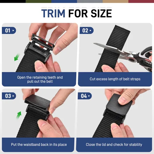 Vista 5 de UNGGJKB Men's Tactical Belt, Nylon Casual Elastic Belt, Work Belt That Can Be Cut And Adjusted