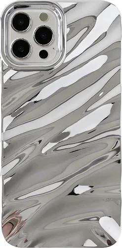 Vista 10 de Caseative Funda para iPhone 12 Pro, funda suave con forma de onda rizada con patrón de ondulación de agua (negro) Water Ripple Pattern Curly Wave