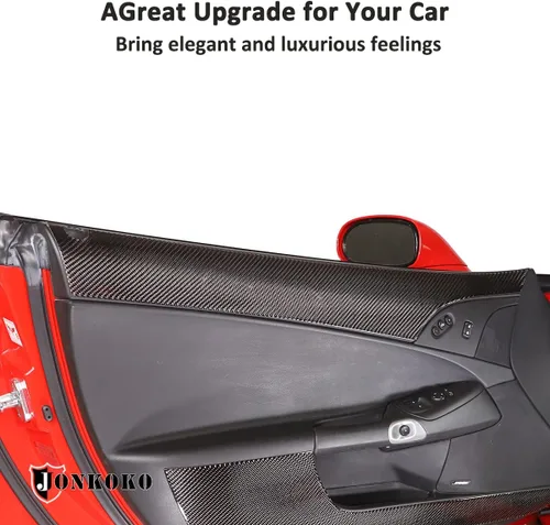 Vista 5 de 2 piezas de fibra de carbono interior panel de puerta delantera reposabrazos cubierta decoración interior para Chevrolet Corvette C6 2005-2013 panel