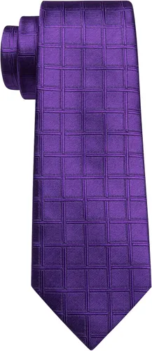 Vista 143 de Barry.Wang Juego de corbatas a cuadros para hombre con pañuelo gemelos de rayas clásicas