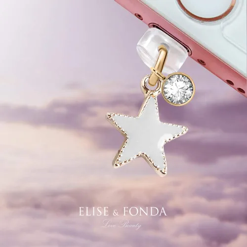 Vista 2 de ELISE & FONDA CP150 Puerto de carga USB anti polvo enchufe lindo luz pequeña estrella colgante encanto para iPhone 11/XS MAX/XR/X/8 Plus/7/6S/7/SE