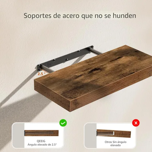 Vista 7 de QEEIG Estantes de baño sobre el inodoro, estantes flotantes montados en la pared, almacenamiento de papel higiénico, estante pequeño de decoración