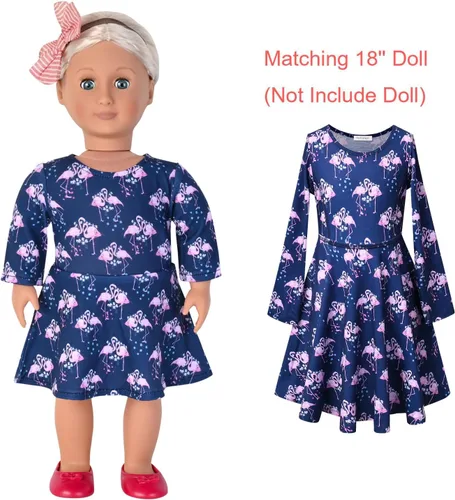 Vista 6 de Perfashion Vestidos a juego para niñas y muñecas sin mangasmanga larga, acampanados, faldas de fiesta de unicornio