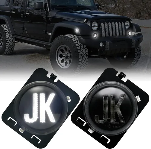 Vista 8 de Luces direccionales para Wrangler JK 2007-2017, 2 luces LED de circulación diurna LED, lámpara de señal de giro ámbar frontal, luz indicadora