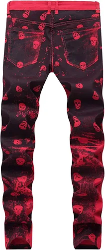 Vista 2 de Chouyatou Pantalones vaqueros de mezclilla para hombre con ajuste elástico