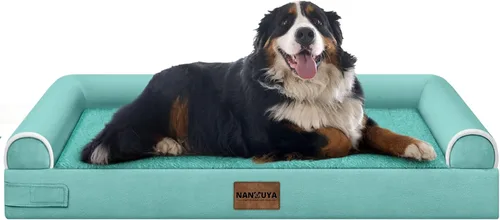 Vista 23 de NANUYA - Cama ortopédica para perros de tamaño mediano/grande, lavable: Camas con almohada para perros de tamaño mediano/grande, sofá de espuma