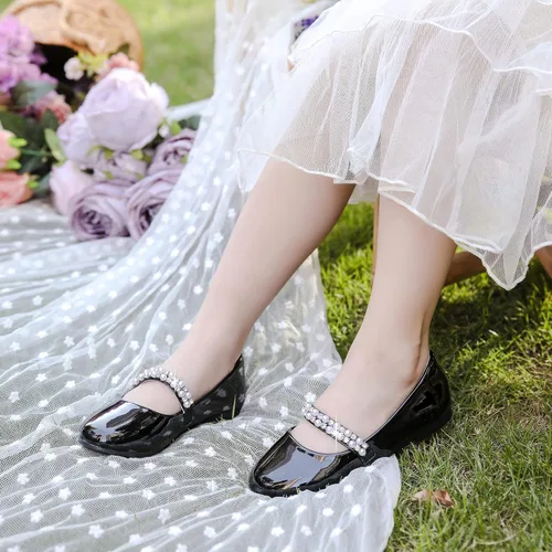Vista 3 de Zapatos de vestir para niñas pequeñas, zapatos de flores, zapatos de princesa, boda, fiesta, zapatos planos para niñas pequeñas y grandes