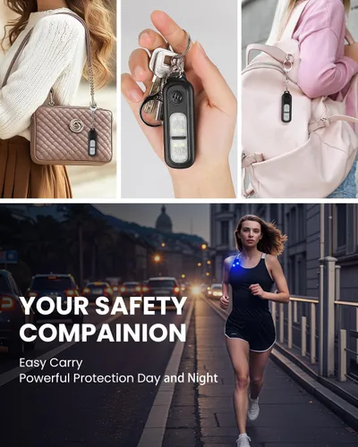 Vista 2 de ELECPOW Alarmas personales de 130 dB, llavero y clip de alarma portátil para mujeres, autodefensa, correr y viajar, alarma de violación para mujeres