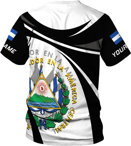 Vista 4 de Ligthuy - Camisa de El Salvador con nombre personalizado 3D, camiseta con la bandera de El Salvador para hombres y mujeres, camisetas unisex S-5XL