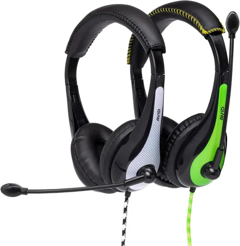 Vista 7 de Avid Productos Auriculares AE-36 en verde con micrófono de pluma ajustable para escuela, aula, educación, pruebas y evaluación (paquete de 10)