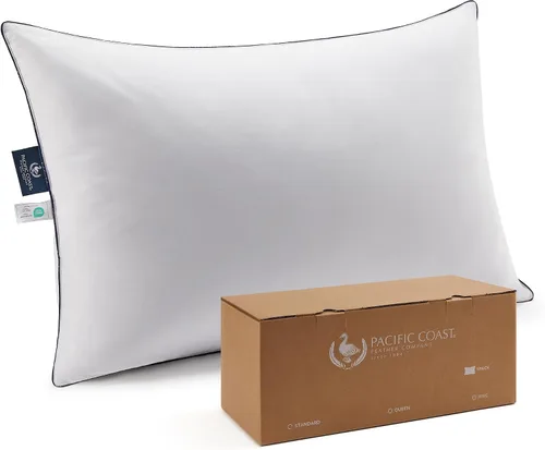 Vista 10 de Almohada de cama Pacific Coast, almohada de plumas y plumón de ganso de lujo para dormir con funda 100% de algodón, soporte medio, tamaño estándar