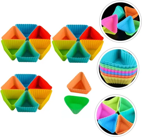 Vista 6 de Ciieeo 20 piezas de taza triangular para muffins, tazas de postre, moldes de pastelería, moldes para magdalenas, moldes para hornear bricolaje