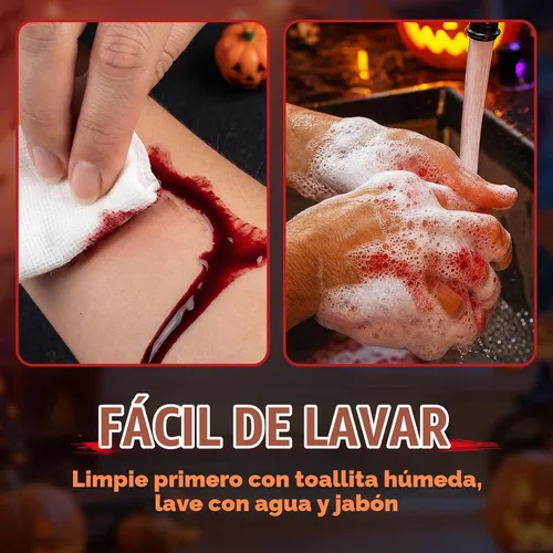 Vista 5 de 4PCS Halloween Fake Blood Kit Cosplay Vampire Makeup Accessories
