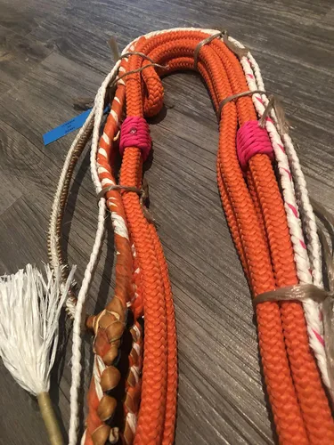 Vista 8 de EPT Bull Ropes Bull Rope Orange & White Poly Pro 9x7 RH 3/4" x 3/4' Soft - Cuerda de montar 16