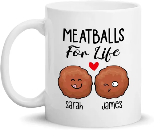 Vista 11 de Taza de cerámica personalizada con texto en inglés «Because Of You I Laugh A Little Harder Cry A Little Less And A Lot More», taza de café