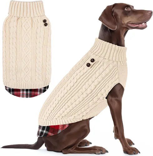 Vista 32 de KYEESE Suéter suave para perros pequeños, machos, abrigado, de cuello alto, ropa elástica de punto para gatos, abrigo cómodo para cachorros