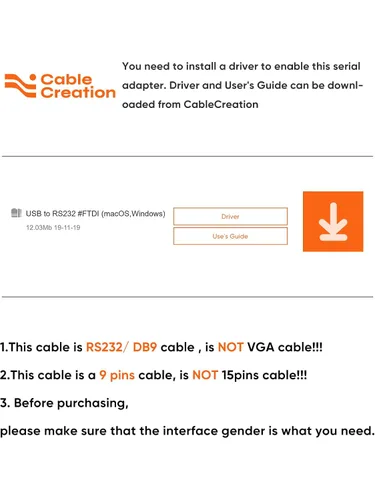 Vista 6 de CableCreation Cable USB a serie RS232 de 3.3 pies con chip PL2303 Prolific, adaptador DB9 para Windows 11,10, 8,1, 8,7, Linux, Mac OS, 1M/negro