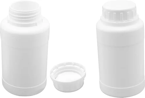 Vista 4 de Othmro 5 botellas de plástico de 8.45 onzas líquidas, botella cilíndrica de reactivo químico de laboratorio, botella de polietileno de reactivo
