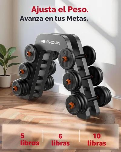 Vista 4 de FEIERDUN Mancuernas ajustables, juego de pesas libres de 20/30/40/45/70/90 libras con conector, juego de mancuernas 5 en 1 que se utiliza como