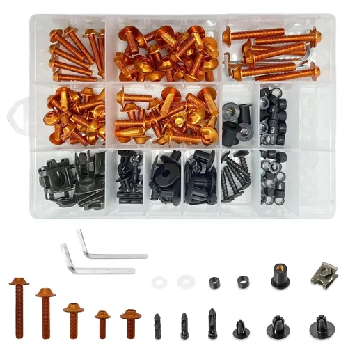Vista 8 de 210PCS Perno de carenado de motocicleta Tornillos de aluminio M5 M6 Negro