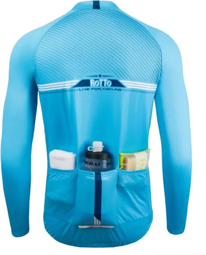 Vista 2 de ROTTO Camiseta de ciclismo para hombre, manga larga, línea simple, serie