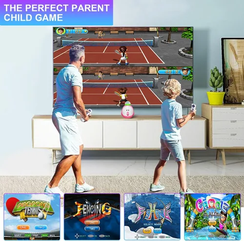 Vista 5 de Consola de juegos de TV con más de 100 juegos, 2 controles inalámbricos, HDMI Plug & Play - Incluye 30 juegos deportivos y 17 juegos de realidad
