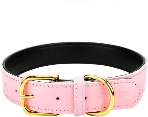 Vista 5 de Collares de cuero para mascotas, acolchados, para gatos, cachorros, perros pequeños y medianos, Negro