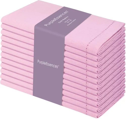 Vista 26 de PurpleEssences Juego de 6 servilletas de tela de vainica, 100% algodón, suaves, duraderas, lavables, ideales para bodas, Navidad, vacaciones